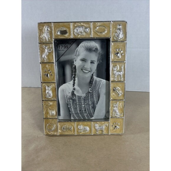 Green Tree Gallery Vintage 4”X6” Frame Animals Pets Yellow Swirl Cat Vintage - Picture 2 of 12